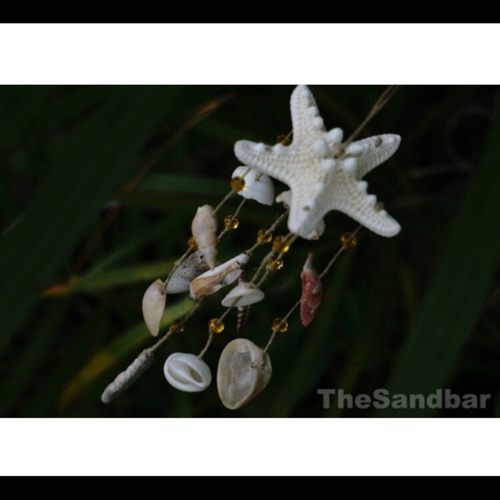 Starfish Mobile Seashell windchimes yellow crystal - Picture 2 of 5